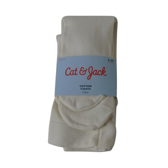 Cat & Jack Tights and Leggings Size 4-6X White and Black Pack of 2 - Picture 2 of 7